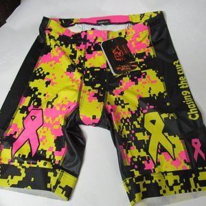 new Epix Shorts XXL Cycling Racing Padded Stretch Black pink yellow the cure